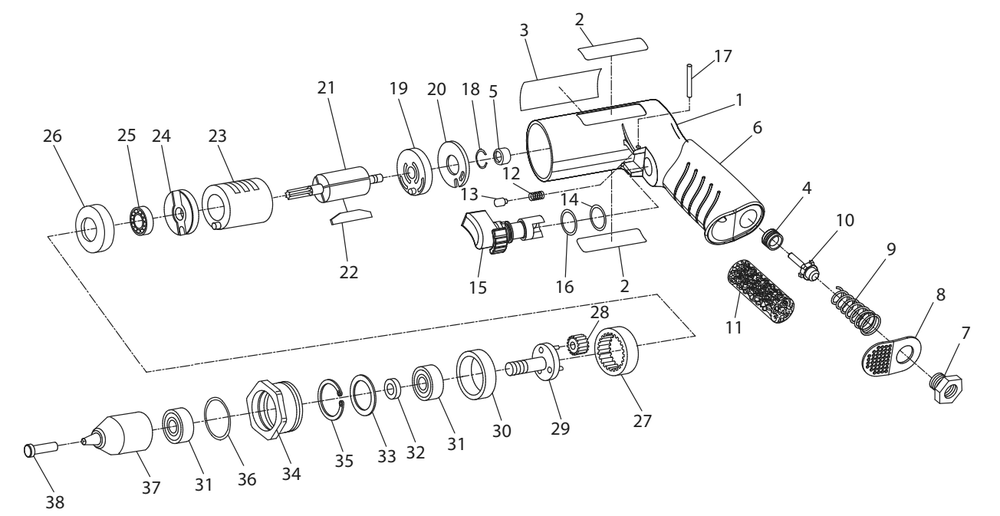 Page A Diagram and Parts List for 7811G  Ingersoll Rand Drill